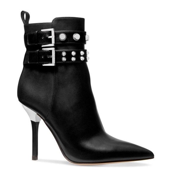Michael Kors Shoes - Gorgeous Amal 4” stilletos black and silver studded leather ankle boots 6.5 NIB